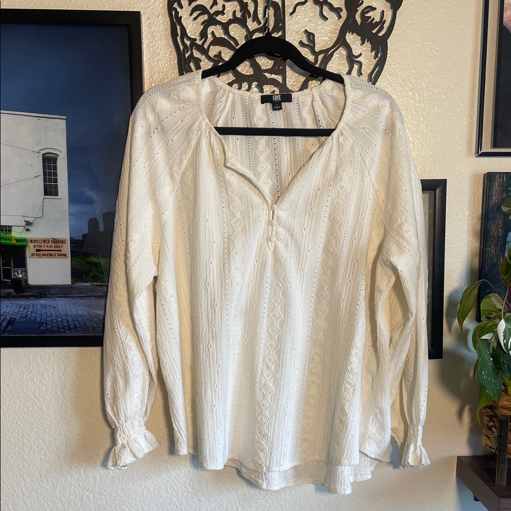 FRYE Cream Textured Blouse